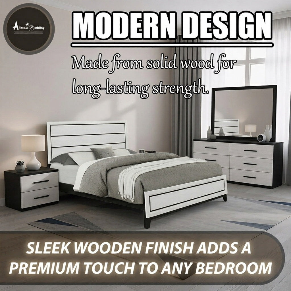 Complete Bed Set – 11" Mattress + 6" Box Spring + Wooden Frame