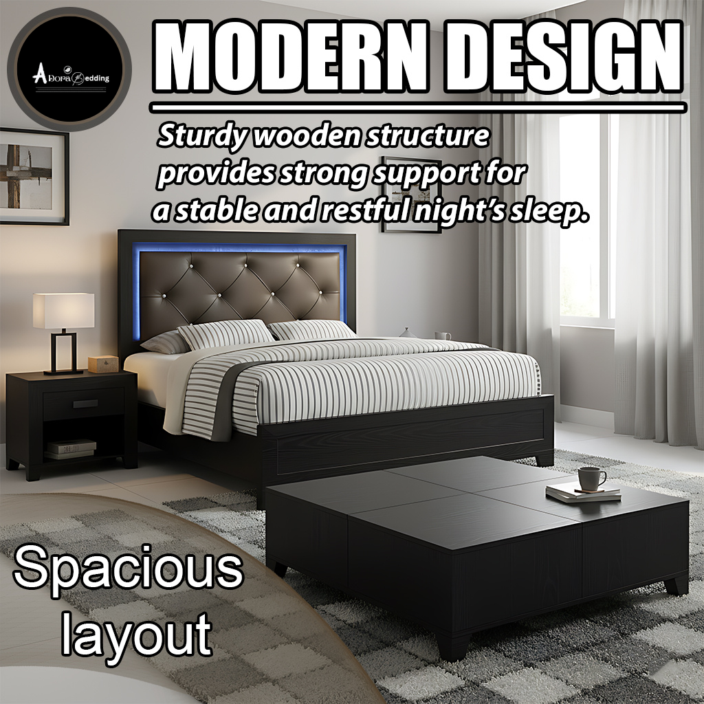 Complete Bed Set – 11" Mattress + 6" Box Spring + Wooden Frame