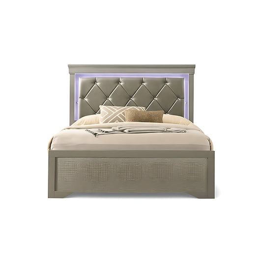Complete LED Bed Set – 11" Mattress + 6" Box Spring + Wooden Frame