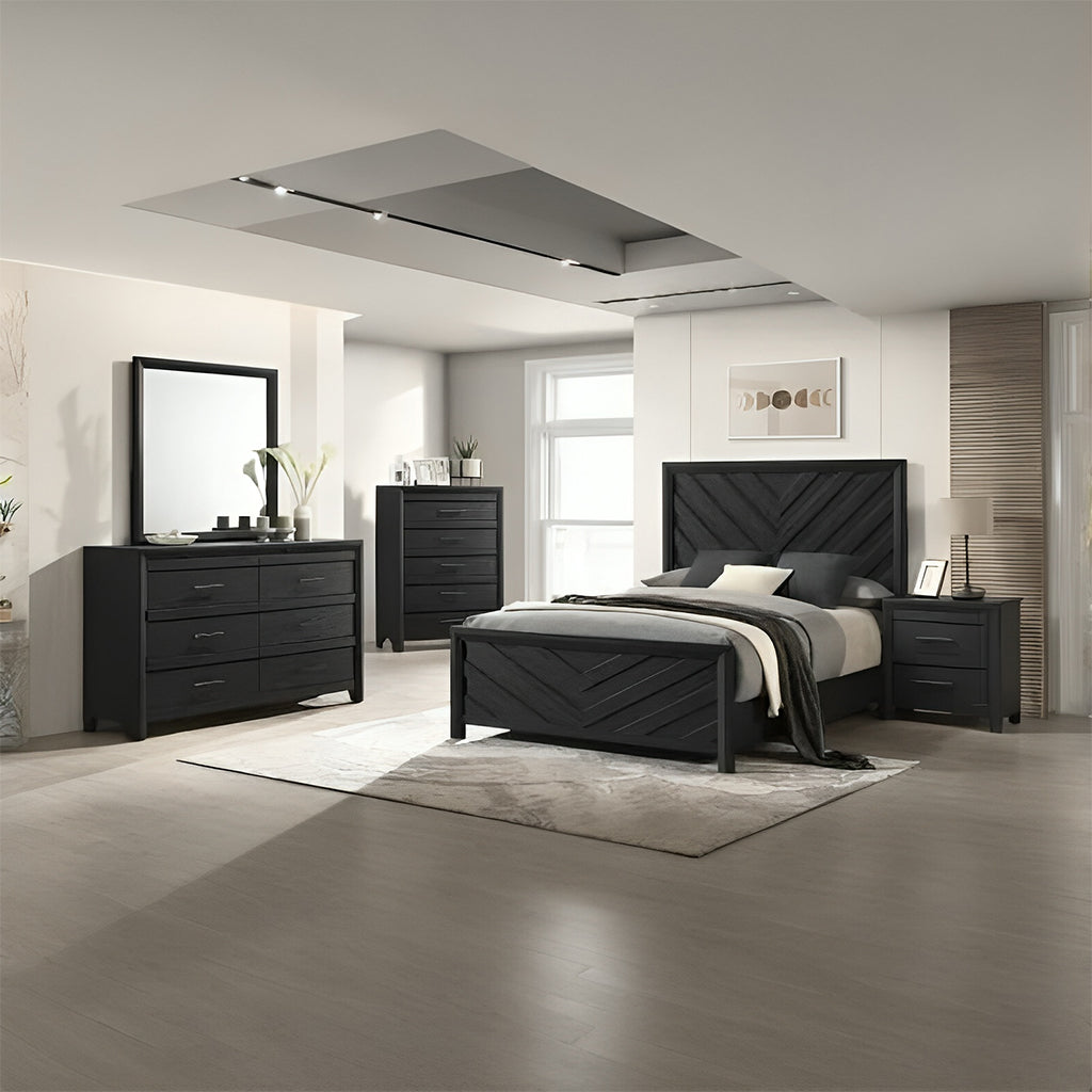 Complete Bedroom Set – Mattress, Box Spring & Bed Frame + Dresser with Mirror, Nightstand & Chest (Twin, Full, Queen, King)